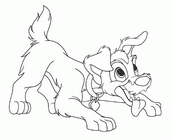 coloriage le clochard joue